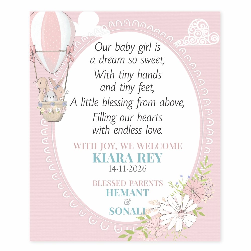 Customized Baby Shower & Girl Birthday Note Card Tags (with Any Message) - Pack of 50 (Large 7.5 x 9 cm) - Image 3