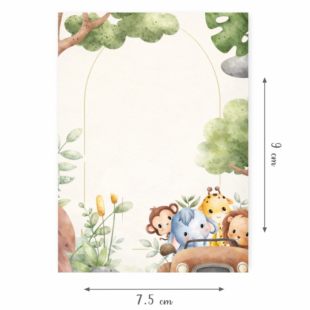 Customized Jungle Theme Note Card Tags (Invite / Return Favours) - Pack of 40 (Large 7.5 x 9 cm) - Image 3