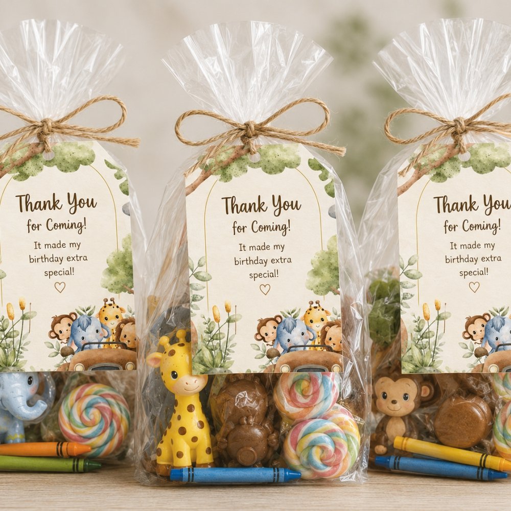 Customized Jungle Theme Note Card Tags (Invite / Return Favours) - Pack of 40 (Large 7.5 x 9 cm) - Image 2