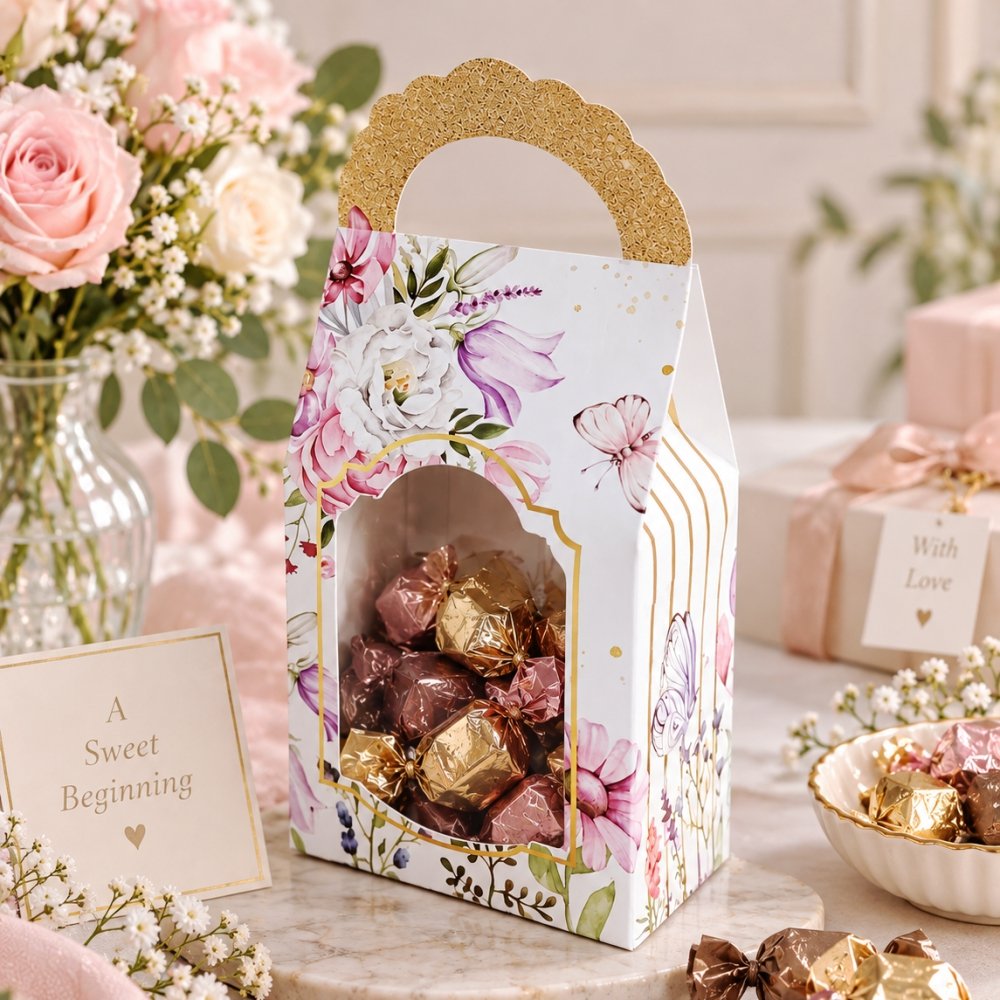 Chocolate, Cookies, Candy Bag-Box - White Floral (Pack of 8) - Image 3