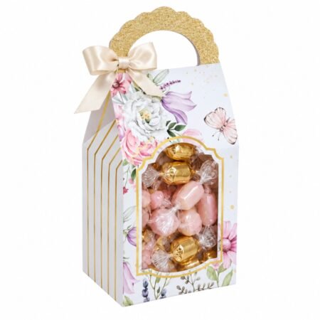 Chocolate, Cookies, Candy Bag-Box - White Floral (Pack of 8)