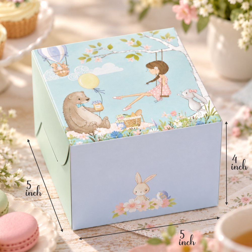 Pastry Box / Return Favours Box – Spring Woodland - 5x5x4 (Pack of 25) - Image 3