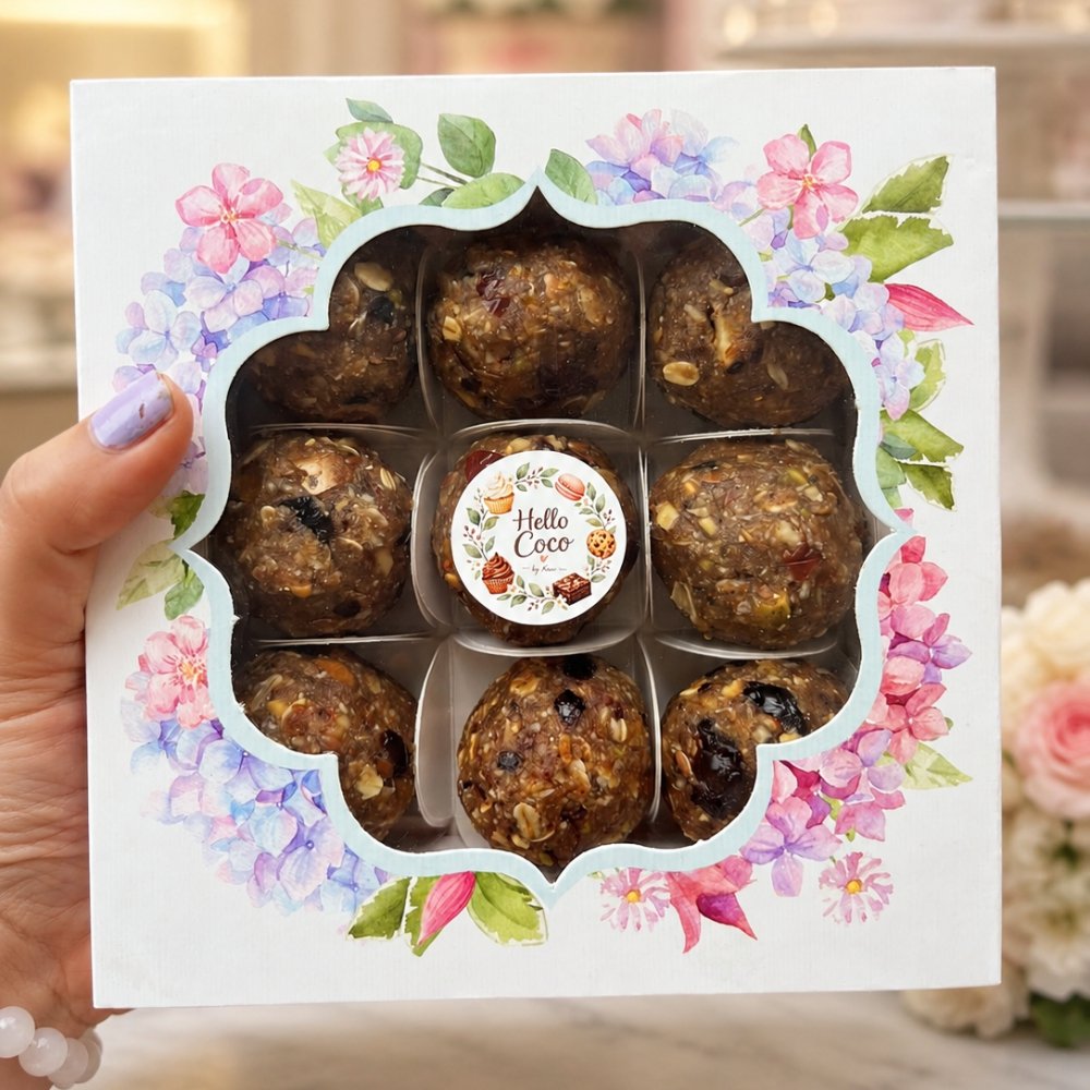 Chocolate / Truffles / Mithai BOX with 9 Casings - Blue Floral - Hydrangea Blast - Image 2