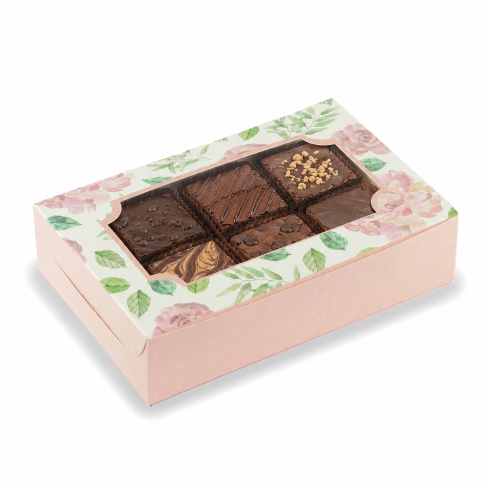 Brownie Box for 6 - Pink Floral (6x9x2) (Pack of 8) - Image 2