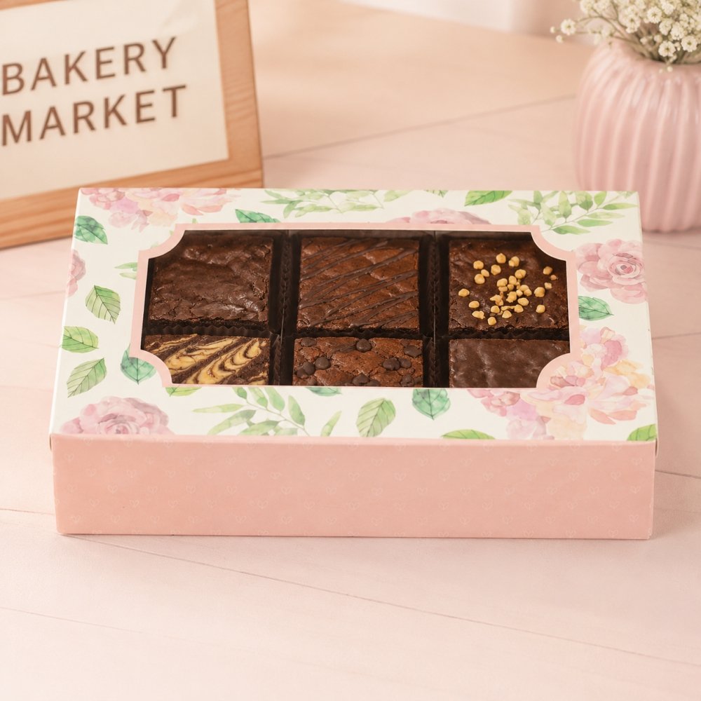 Brownie Box for 6 - Pink Floral (6x9x2) (Pack of 8) - Image 12