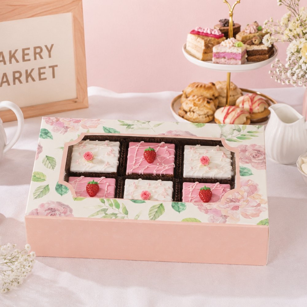 Brownie Box for 6 - Pink Floral (6x9x2) (Pack of 8) - Image 8