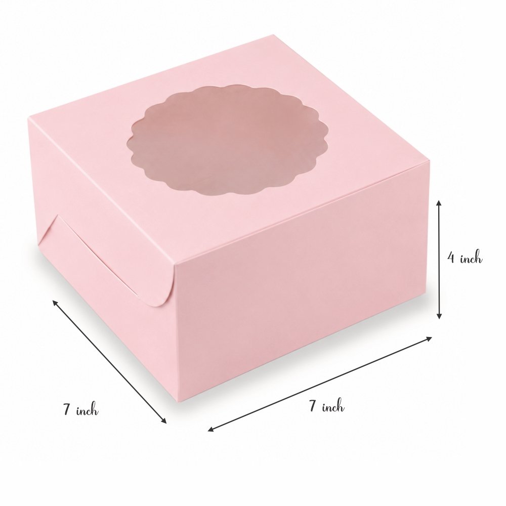 Cake Box for 500 gms - Pastel Pink - 7x7x4 Inch - Image 3