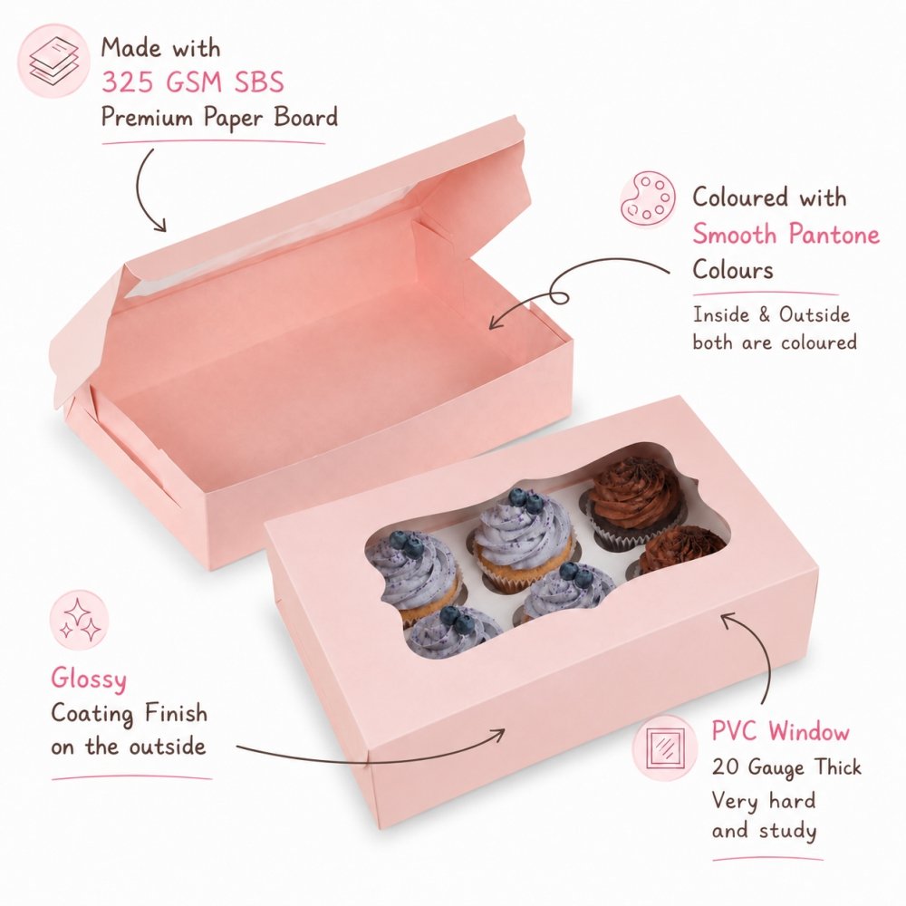 Cake Slice / 4-6 PASTRY / Bakery Items Box – Pink Pastel (Pack of 8) - Image 3