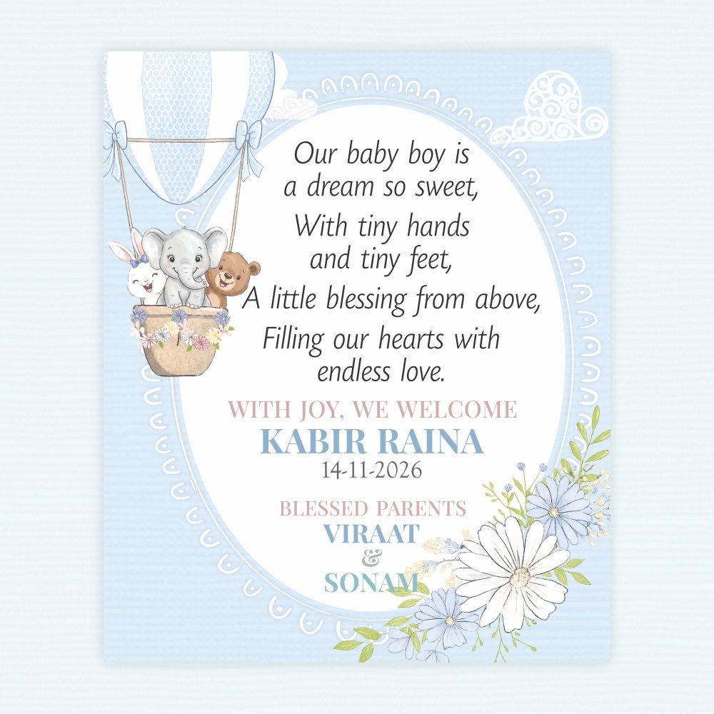 Customized Baby Shower & Boy Birthday Note Card Tags (with Any Message) - Pack of 40 (Large 7.5 x 9.5 cm) - Image 4
