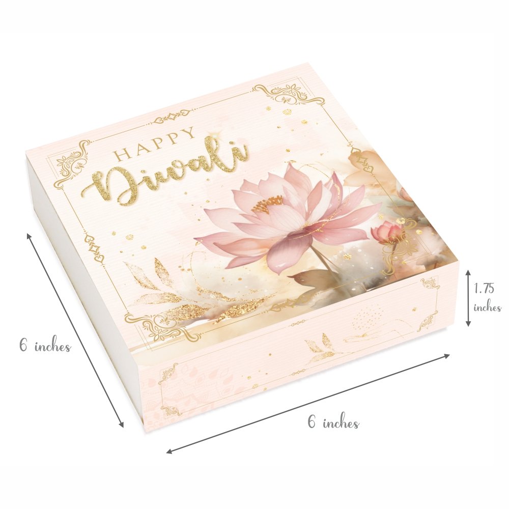 Ladoo / Chocolate Box of 9 Cavity - Happy Diwali- Beige Pink Lotus - Image 2