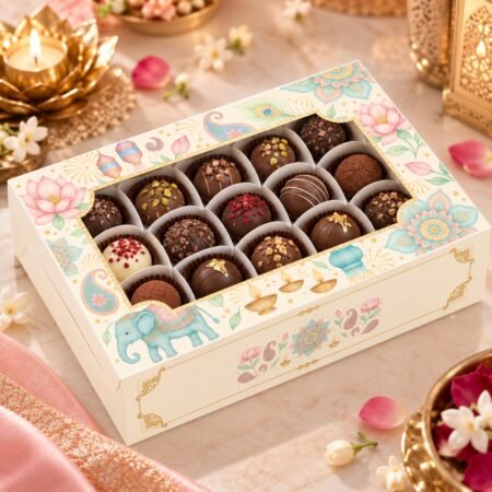 CHOCOLATE TRUFFLES BOX - 15 SLOTS - DIWALI PASTELS - 6x9x2 Inch