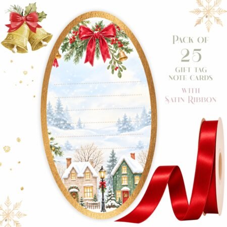 Merry Christmas New Year Note Card Gift Tags - Pack of 25