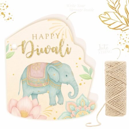 Happy Diwali Fold Card Gift Tags - Diwali Pastels - Pack of 40