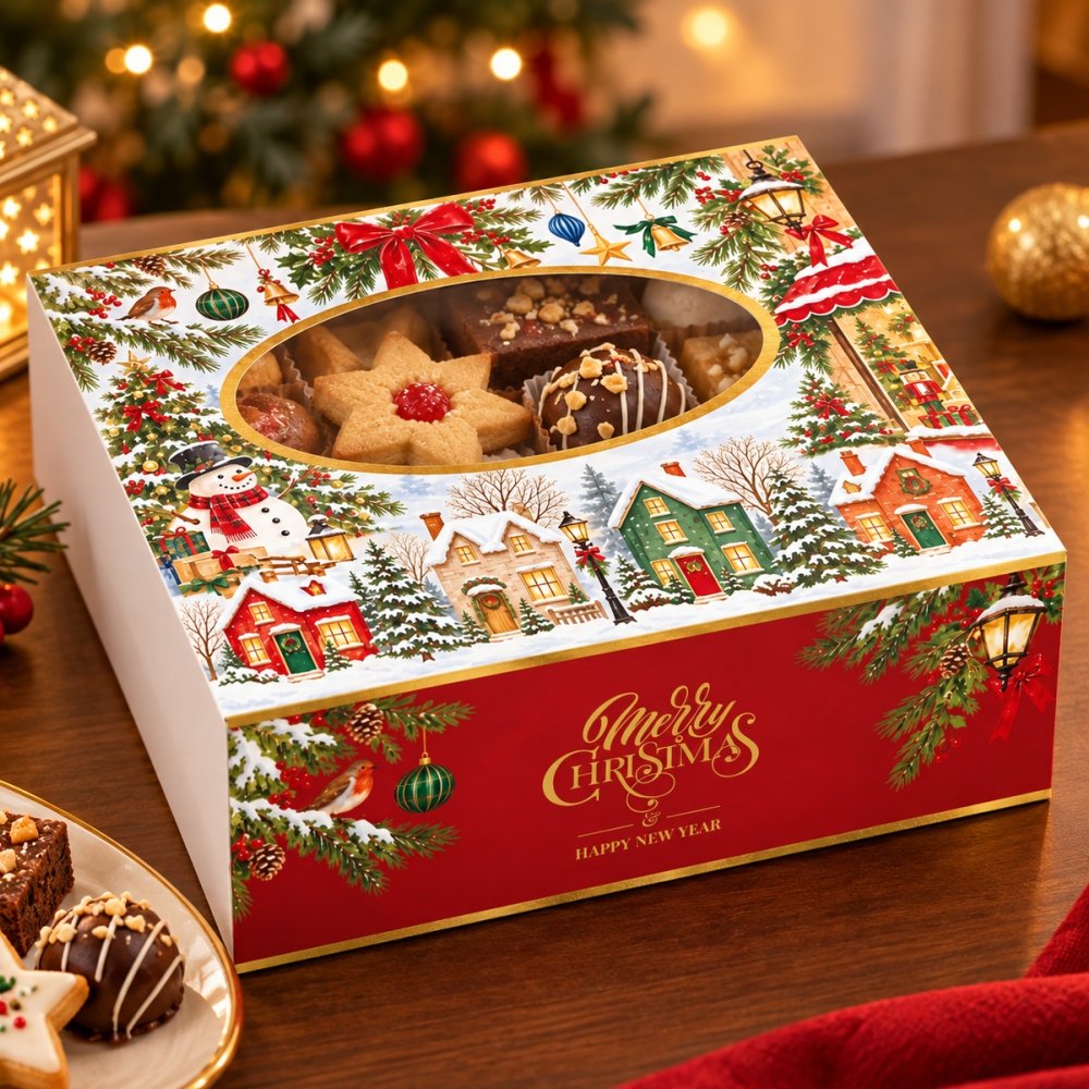 Christmas Street Gift Box / Hamper Box / Fruit Cake / 4 Jars - (Pack of 5)
