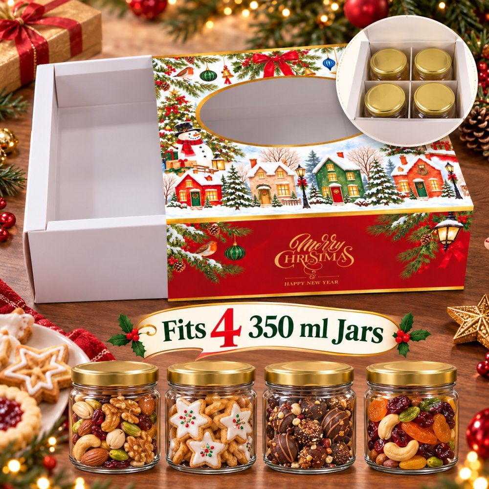 Christmas Street Gift Box / Hamper Box / Fruit Cake / 4 Jars - (Pack of 5) - Image 4