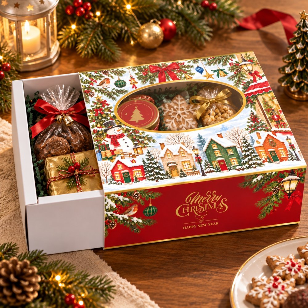 Christmas Street Gift Box / Hamper Box / Fruit Cake / 4 Jars - (Pack of 5) - Image 2